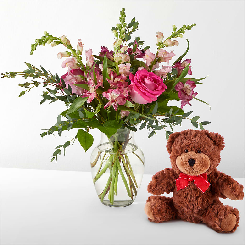 Happily Ever After Bouquet & Bear Set – XOXO FLORALS & WINE, Newark OH