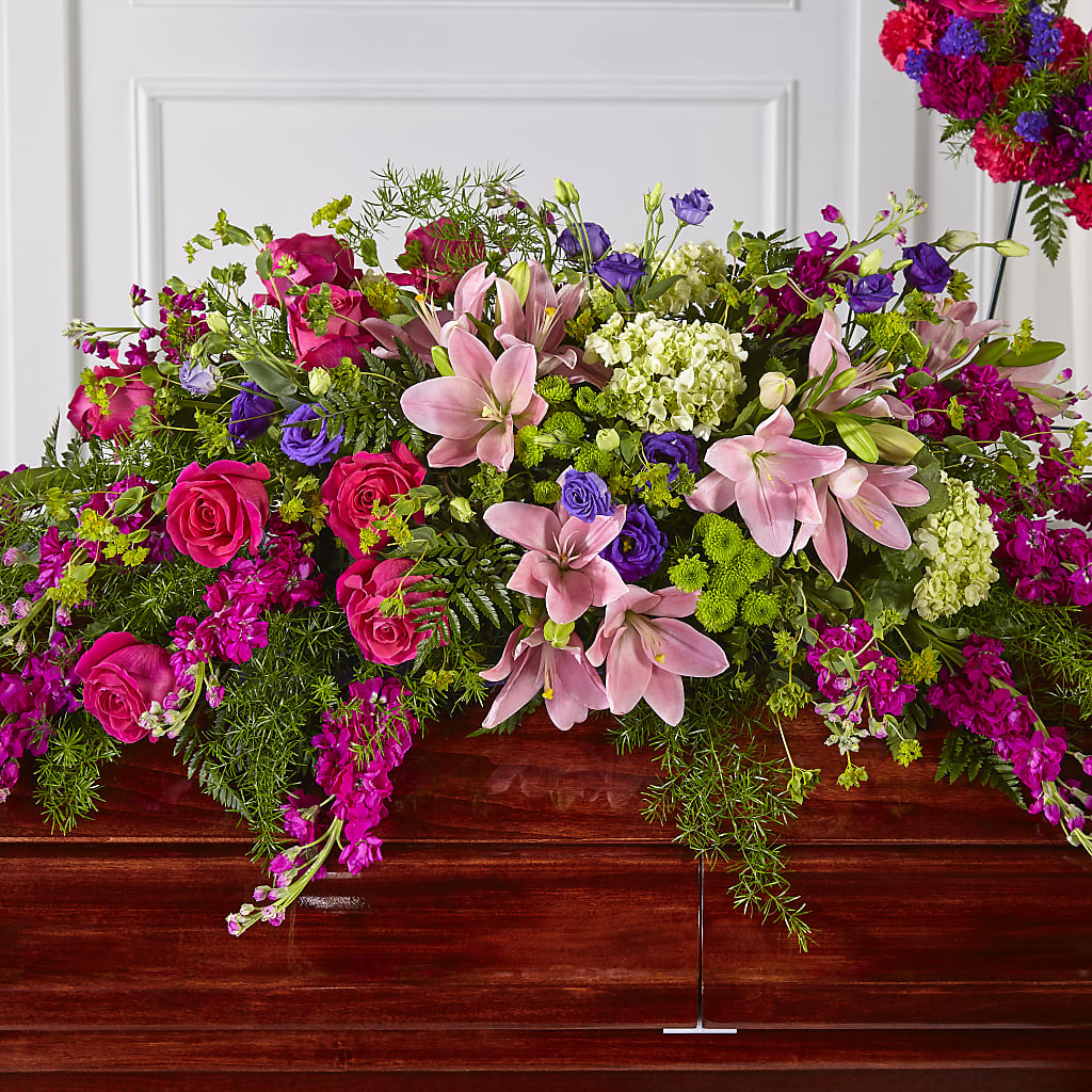 Radiant Tribute Casket Spray – XOXO FLORALS & WINE, Newark OH