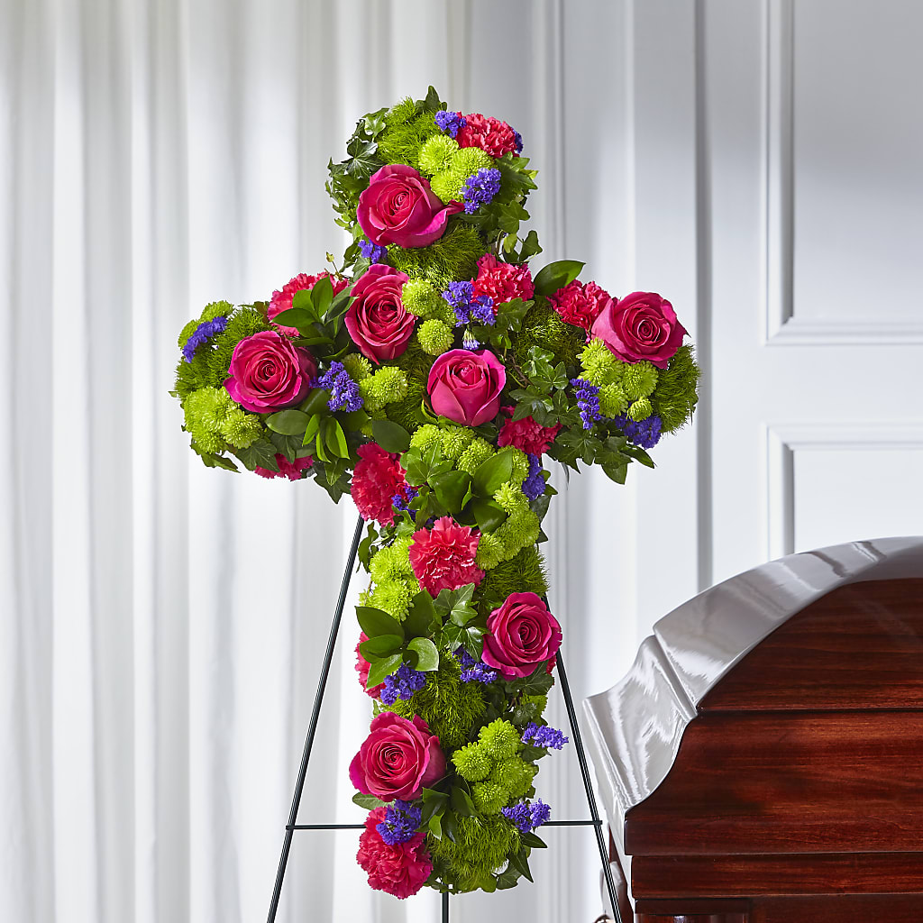 Tribute Rose Floral Cross – XOXO FLORALS & WINE, Newark OH