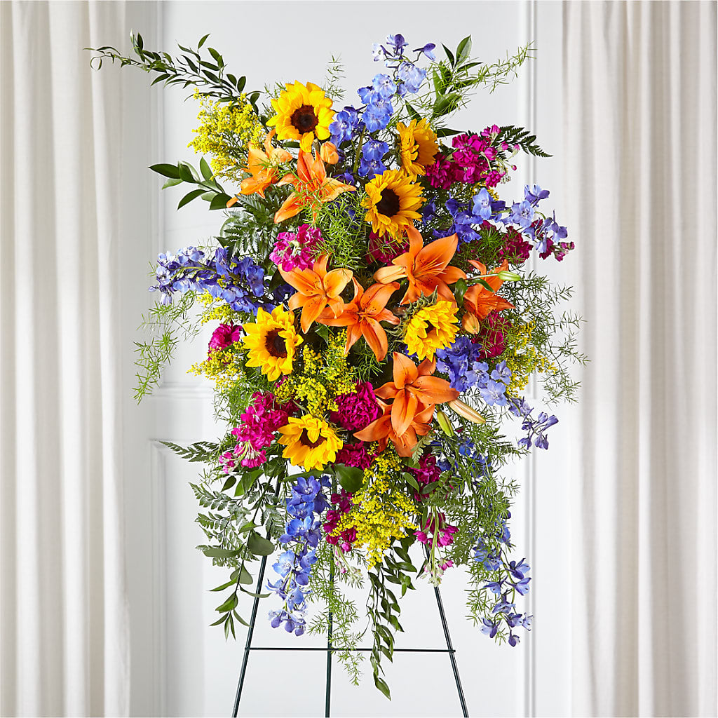 Sunlit Memories Standing Spray (Standard) – XOXO FLORALS & WINE, Newark OH