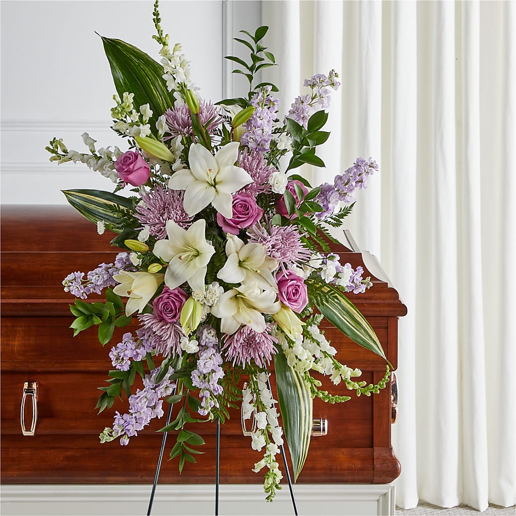 Grateful Hearts Standing Spray – XOXO FLORALS & WINE, Newark OH