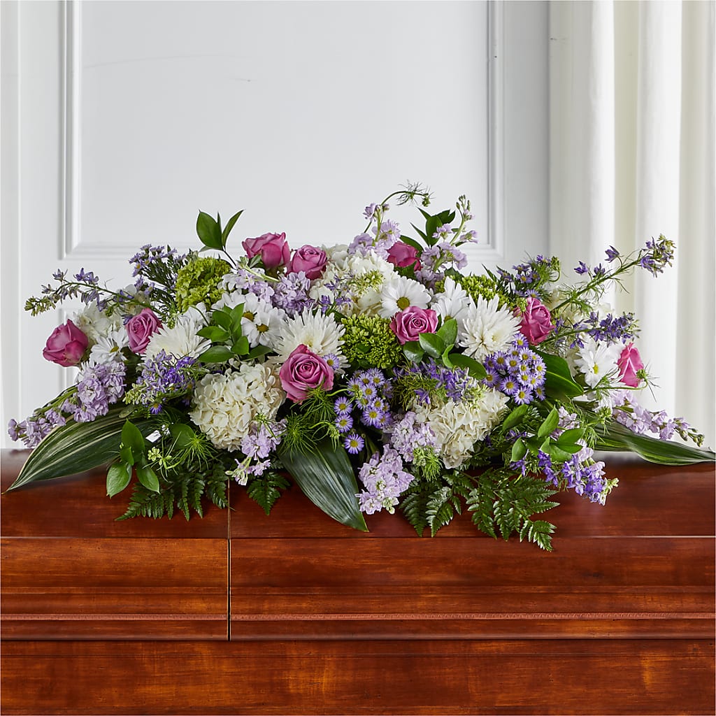 Meadows of Serenity Casket Spray – XOXO FLORALS & WINE, Newark OH