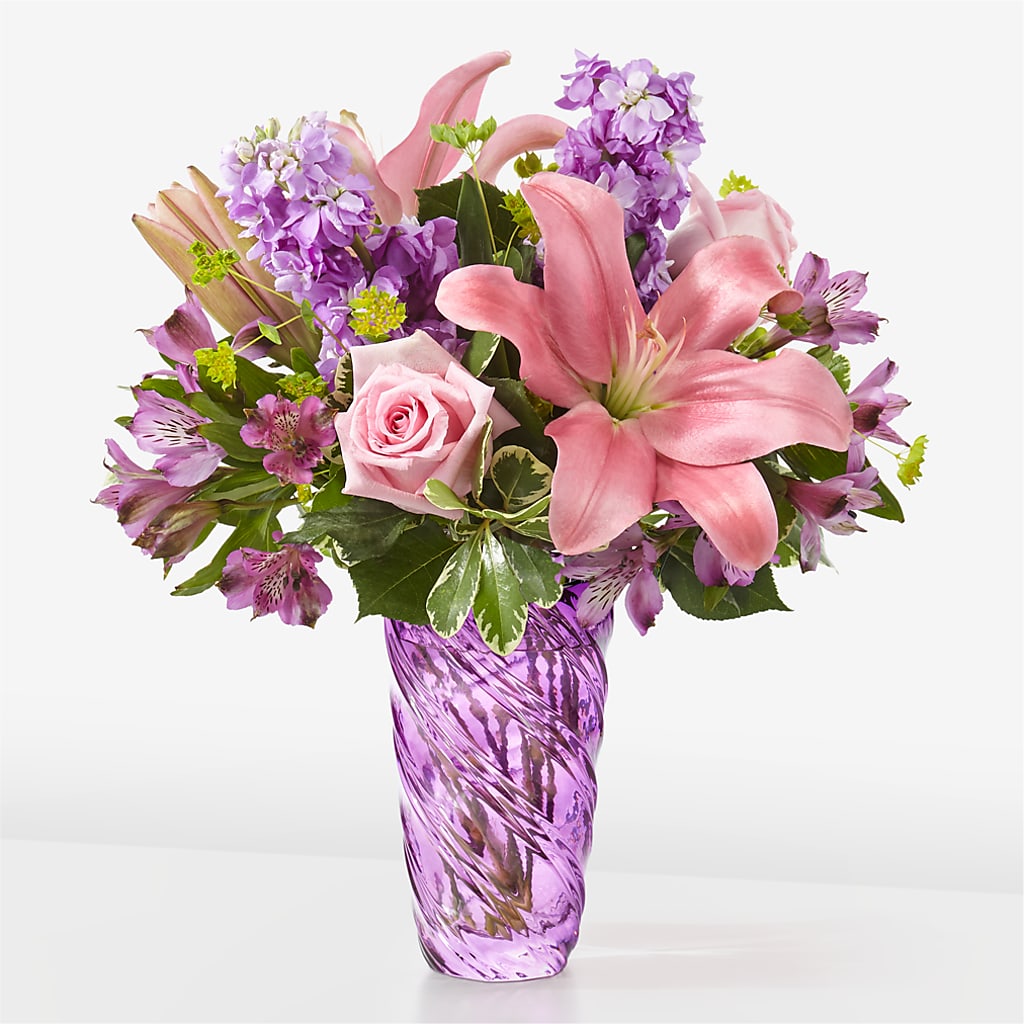 Precious Petals Bouquet with Luxe Swirl Vase – XOXO FLORALS & WINE, Newark OH