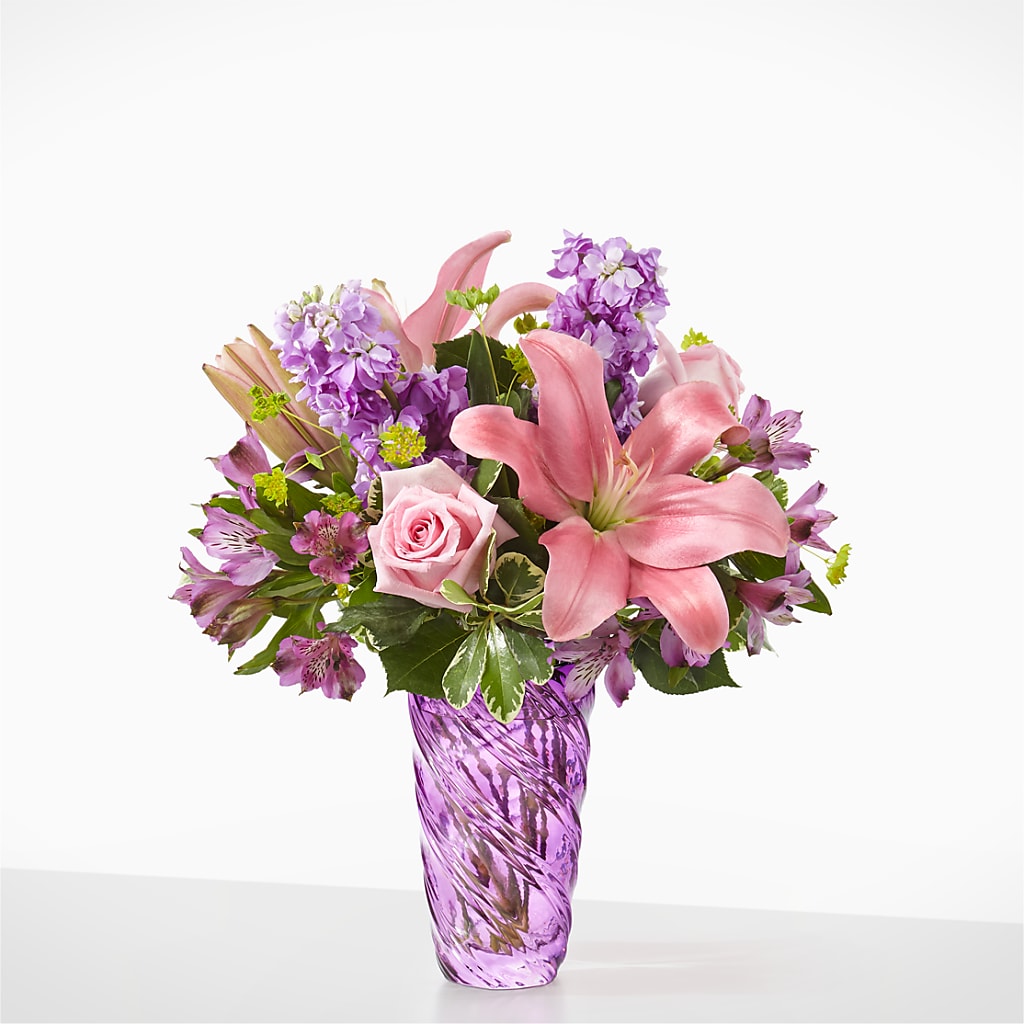 Precious Petals Bouquet with Luxe Swirl Vase – XOXO FLORALS & WINE, Newark OH