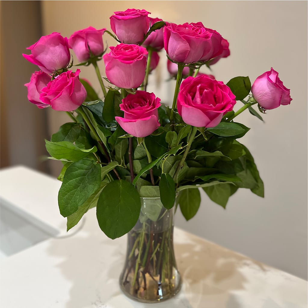 Long Stem Pink Rose Bouquet – XOXO FLORALS & WINE, Newark OH