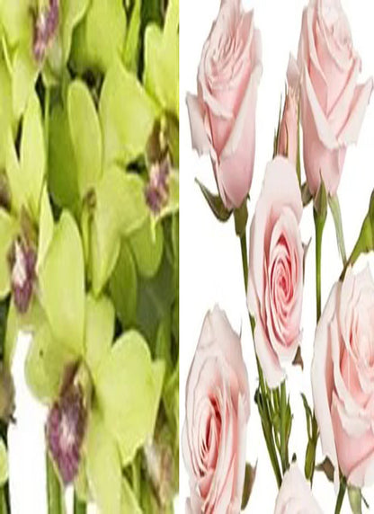 Green Orchid and Spray Rose Combo (text pic of dress 740-975-9856)