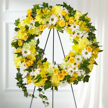 Golden Remembrance Wreath – XOXO FLORALS & WINE, Newark OH