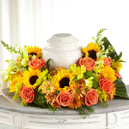 Faithful Sunflower Cremation Adornment – XOXO FLORALS & WINE, Newark OH