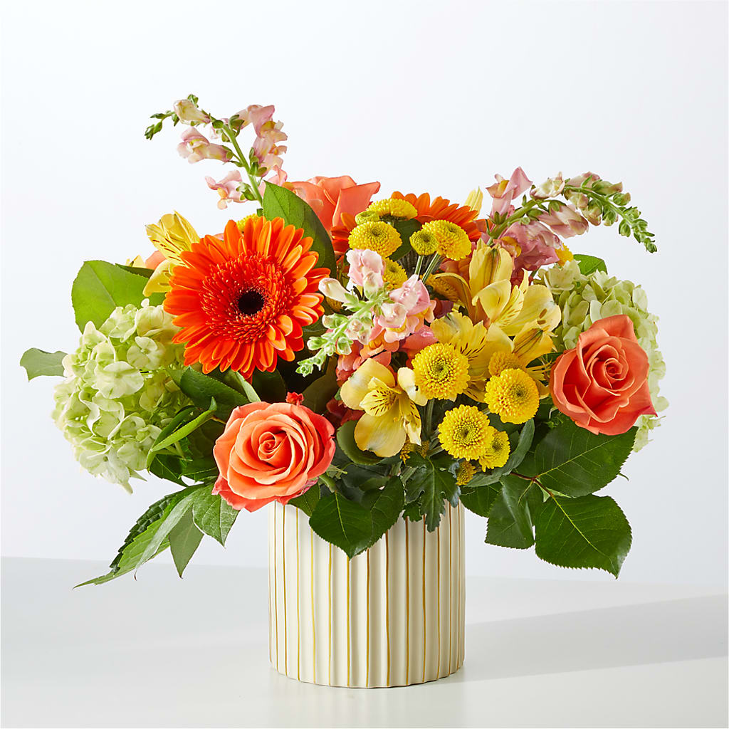Autumn Sunshine Bouquet with Ivory Vase – XOXO FLORALS & WINE, Newark OH