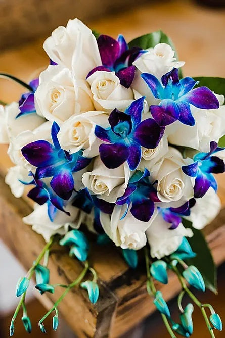 Blue Orchid & White Rose Wedding